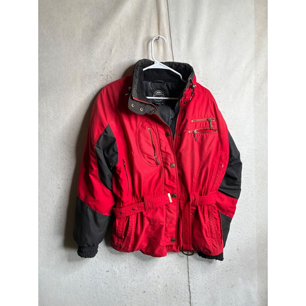 Marker Ltd Impression Vintage Red Black Ski Jacket Belted Puffer Coat Womens 10